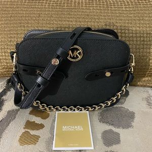 Carmen Large Saffiano Leather Crossbody Bag